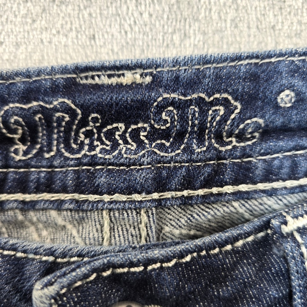 Miss Me Bootcut Jeans Womens 29 Dark Wash Rhinestone Embellished Y2K Bling B - Picture 11 of 13